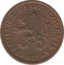 Монета. Чехословакия. 10 геллеров 1923 год.