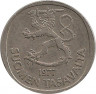 Аверс.Монета. Финляндия. 1 марка 1977 год.
