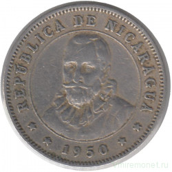 Монета. Никарагуа. 25 сентаво 1950 год.