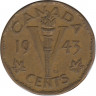 Монета. Канада. 5 центов 1943 год. ав.