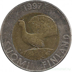 Монета. Финляндия. 10 марок 1997 год.