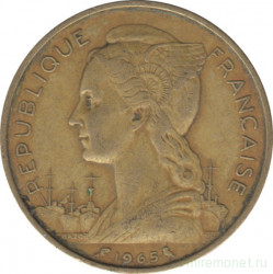 Монета. Французское Сомали. 20 франков 1965 год.