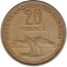 Монета. Французское Сомали. 20 франков 1965 год.