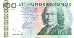 Банкнота. Швеция. 100 крон 2009 год. Тип 65c.