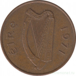 Монета. Ирландия. 2 пенса 1971 год.