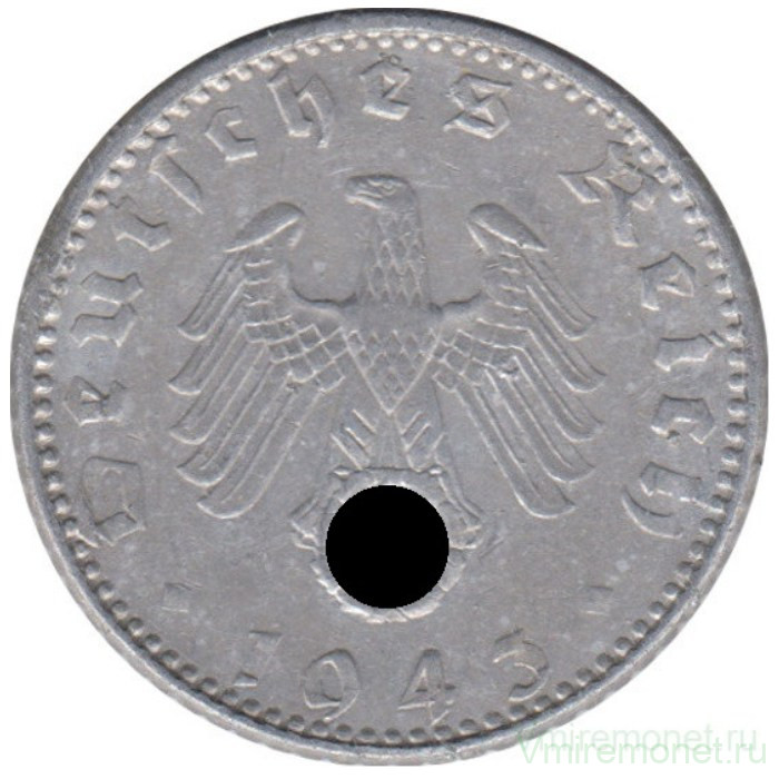 Монета. Германия. Третий Рейх. 50 рейхспфеннигов 1943 год. Монетный двор - Берлин (А).