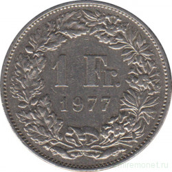 Монета. Швейцария. 1 франк 1977 год.