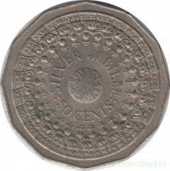 Монета. Австралия. 50 центов 1977 год. 25 лет правления Елизаветы II.