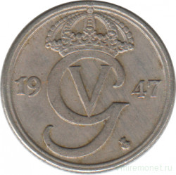 Монета. Швеция. 10 эре 1947 год (никелевая бронза). 