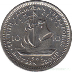 Монета. Британские Восточные Карибские территории. 10 центов 1965 год.