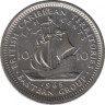 Монета. Британские Восточные Карибские территории. 10 центов 1965 год. ав.