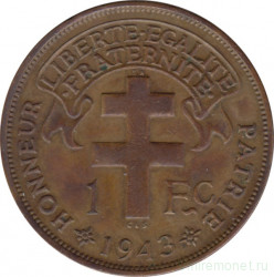 Монета. Камерун. 1 франк 1943 год.