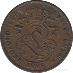 Монета. Бельгия. 2 сантима 1909 год. Des Belges.
