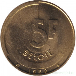 Монета. Бельгия. 5 франков 1989 год. BELGIE.