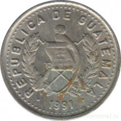 Монета. Гватемала. 5 сентаво 1991 год.