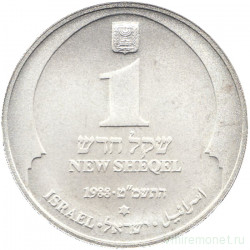 Монета. Израиль. 1 новый шекель 1988 (5748) год. Ханука. Лампа из Туниса.