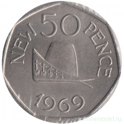 Монета. Гернси. 50 пенсов 1969 год. 