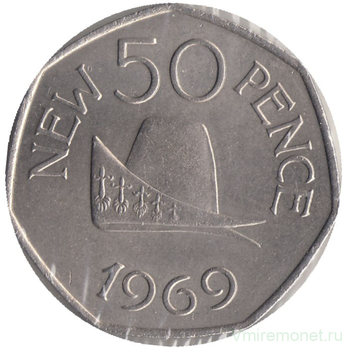 Монета. Гернси. 50 пенсов 1969 год. 