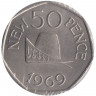 Монета. Гернси. 50 пенсов 1969 год. 