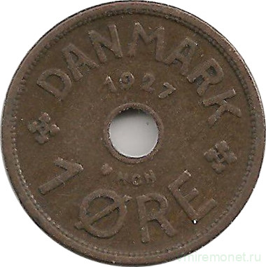 Монета. Дания. 1 эре 1927 год (HCN).