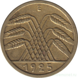 Монета. Германия. Веймарская республика. 5 рейхспфеннигов 1925 год. Монетный двор - Мюльденхюттен (Е).