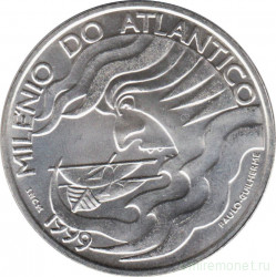 Монета. Португалия. 1000 эскудо 1999 год. Миллениум плаваний в Атлантике.
