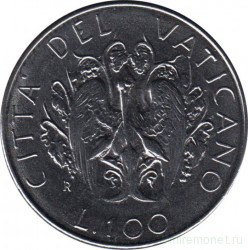 Монета. Ватикан. 100 лир 1989 год. Пеликан.