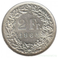 Монета. Швейцария. 2 франка 1964 год.