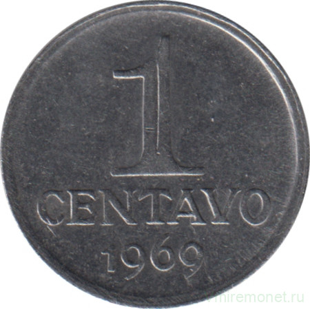 Монета. Бразилия. 1 сентаво 1969 год.