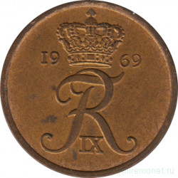 Монета. Дания. 5 эре 1969 год.