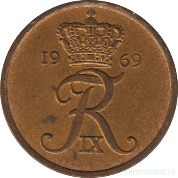 Монета. Дания. 5 эре 1969 год.
