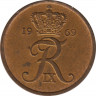 Монета. Дания. 5 эре 1969 год. ав.