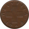  Монета. Швейцария. 2 раппена 1948 год. ав.