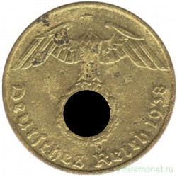 Монета. Германия. Третий Рейх. 5 рейхспфеннигов 1938 год. Монетный двор - Мюльденхюттен (Е).