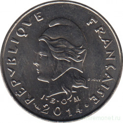 Монета. Французская Полинезия. 10 франков 2014 год.