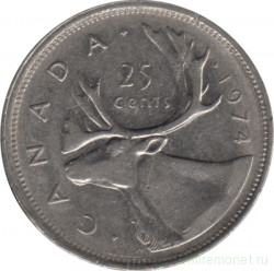 Монета. Канада. 25 центов 1974 год.
