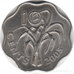 Монета. Свазиленд. 10 центов 2005 год.