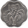 Монета. Свазиленд. 10 центов 2005 год. ав.