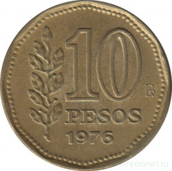 Монета. Аргентина. 10 песо 1976 год.