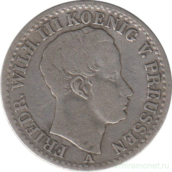 Монета. Пруссия (Германия). 1/6 талера 1823 год. Монетный двор - Берлин (А).