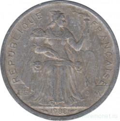 Монета. Французская Полинезия. 2 франка 1988 год.