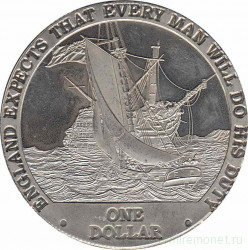 Монета. Острова Кука. 1 доллар 2007 год. Англия ожидает, что каждый выполнит свой долг. Корабль "Виктория".