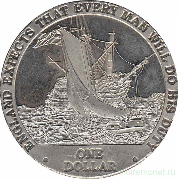 Монета. Острова Кука. 1 доллар 2007 год. Англия ожидает, что каждый выполнит свой долг. Корабль "Виктория".