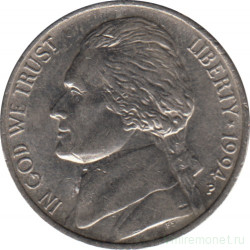 Монета. США. 5 центов 1994 год. Монетный двор P.