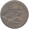 Монета. Бермудские острова. 5 центов 1974 год.