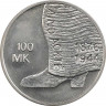 Аверс. Монета. Финляндия. 100 марок 2001 год. 125 лет со дня рождения Айно Акте.
