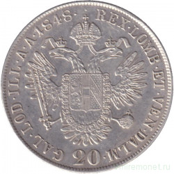 Монета. Австрийская империя. 20 крейцеров 1848 год. Монетный двор C.