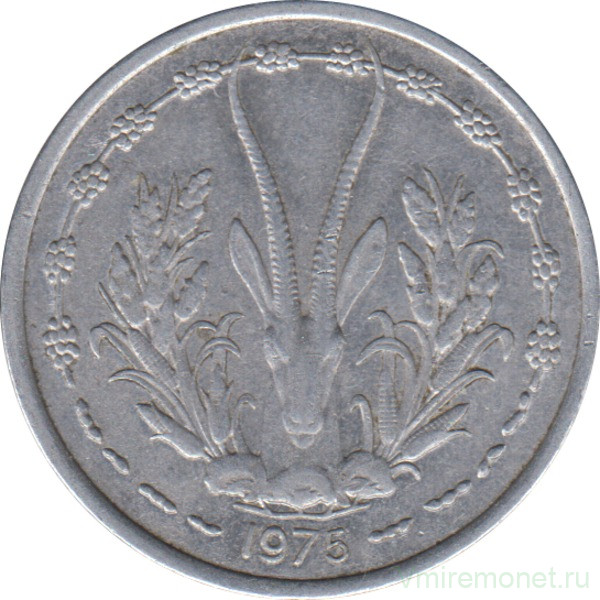 Монета. Западноафриканский экономический и валютный союз (ВСЕАО). 1 франк 1975 год.