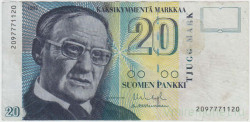 Банкнота. Финляндия. 20 марок 1993 год. Тип 122 (10).