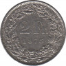Монета. Швейцария. 2 франка 1975 год. ав.